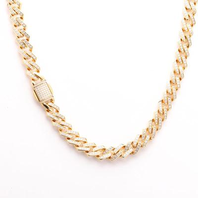 China Custom Hiphop Name 12mm Cuban Link Stainless Steel Chain Necklace Gold Plated Zircon Diamond Hip Hop Bling Jewelry Designs for sale