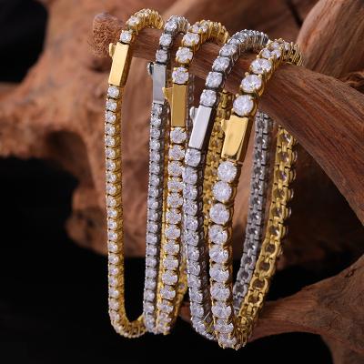 China Wholesale Hiphop Hip Hop Gold Plated 5mm Stainless Steel Women Chain Colorful Tennis Jewelry Bracelet Choker Chain Necklace for sale