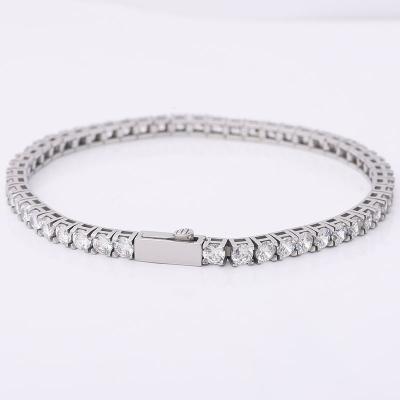 China Hiphop 4mm Hip Hop Silver Zircon Jewelry Simple Square Simple Square Tennis Chain Stainless Steel Buckle Men and Women Bracelet for sale