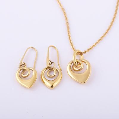 China No Rust And No Allergy High Quality Stainless Steel Jewelry Sets Heart Earrings And Pendant Necklace Sets For Ladies for sale