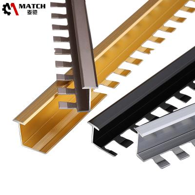 China 6063-T5 Modern Decorative Aluminum Decorative Tile Modern Style Strip Metal Tile Profile Floor And Edge for sale