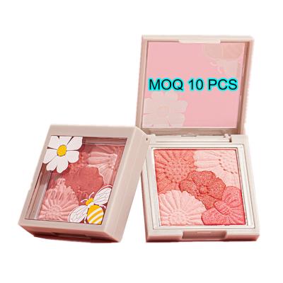 China Private Label Waterproof Rose Pack Flower Blush Feature Waterproof Individual Shimmer Highlight Unit Box Cosmetic Blusher Makeup for sale