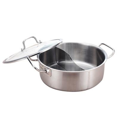 China Sustainable Factory Induction Restaurant Soup Pot Metal Stainless Steel Chinese Cooking Hot Pots With Divider en venta