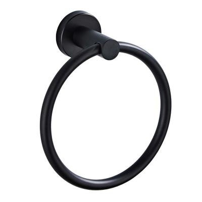 China Hot Sale 304 Stainless Steel Bathroom Manufacturer Hotel Modern Bathroom Accessories Black Towel Ring en venta