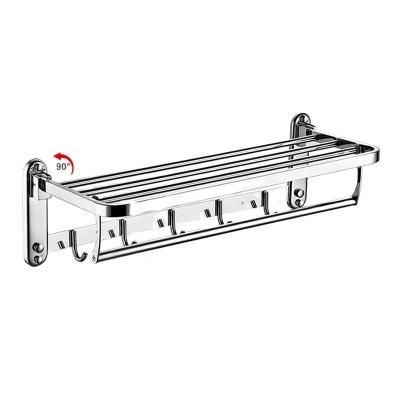 China BRIEF Hot Sale Bath Fittings 304 Stainless Steel Wall Mounted Bathroom Towel Rack Racks With Hooks for sale