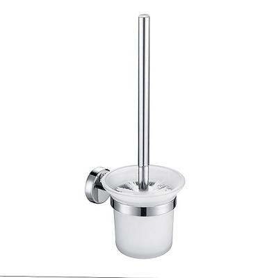 China Modern Wall Mounted Toilet Brush With Stainless Steel Glass Handle Holder For Bathroom Cleaning à venda