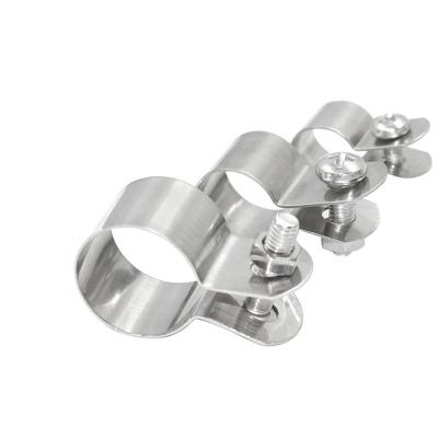 China Rigid Stainless Steel U Hole Strap Bracket Clamp Hanger Stainless Steel Pipe Loop Homing Clamp for sale