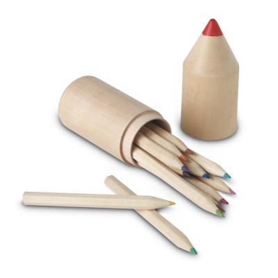 China Promotional Gift Student Stationery 12PCS 3.5inch Color Pencil In Bamboo Wooden Tube For Back To School for sale