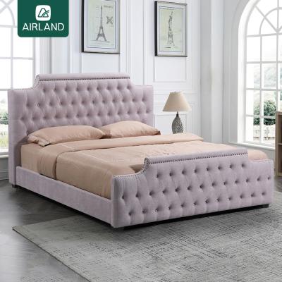 China Modern Luxurious Ornate Adult Queen Gray Custom King Bed Design Diamond Black Fabric King Size Upholstered Bed for sale