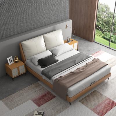 China Airland Modern Leather Furniture Set Bedroom Interior Decor PU Storage Style Solid Wood Bed for sale