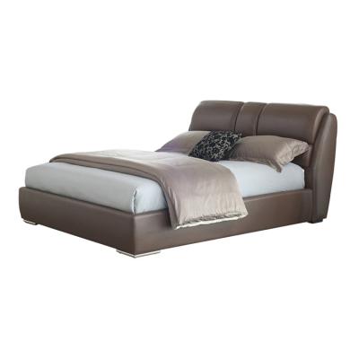 China Superb high quality real leather upholstered bed view villa hotel furniture bed (the other) hot sale adjustable large double for sale