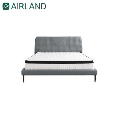 China Airland style high quality leather modern hotel queen size bed accessories material pine comfortable interior bed frame for sale