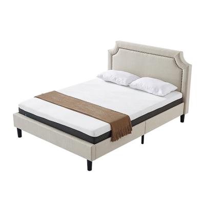 China Modern New Direct Selling Pinewood Bed Hotel Modern Twin Bed Frame High Quality Polyester Double Fabric for sale