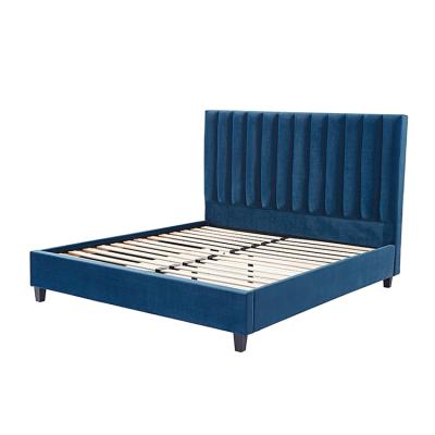 China New Hotel Double Bed Frame Polyester Fabric Modern Wood Interior Custom Backrest Color Double Bed for sale