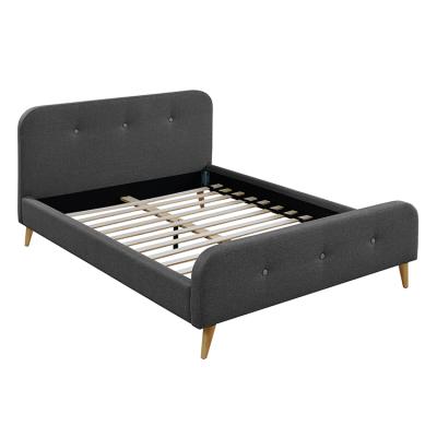 China Bedroom Furniture Gray Polyester Fabrics Pine Wood Bedstead Bedding High Quality Bed Frame Full King Queen Size Bed for sale