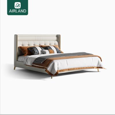 China New California Hotel European Dubai Italian Designer Bedroom Furniture Set Modern King Size Wooden Bed Full Size Leather Frame for sale