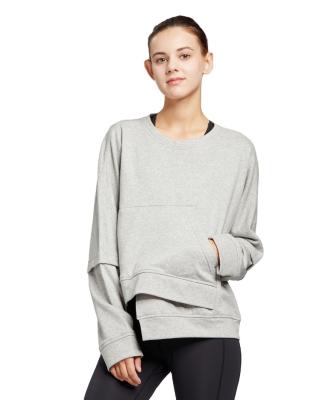 China Real Factory Garment Women O Neck Pullover Solid Color Oversized Tailed T-Shirt Viable Custom Insignia Sweater for sale