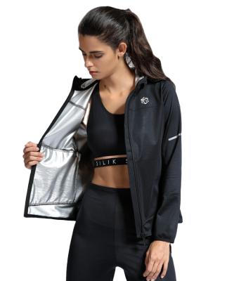 China Breathable Hot Sale Sliver Factory Coated Sauna Suit For Women Fitness Exercise Tracksuit Two Piece Set for sale