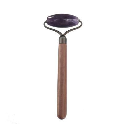 China Obsidian or Jade Roller 100% Natural Matte Stone Face Lift for Face Eyes Neck Body Massage Anti Aging Lengthen and Thicker Wooden Handle for sale