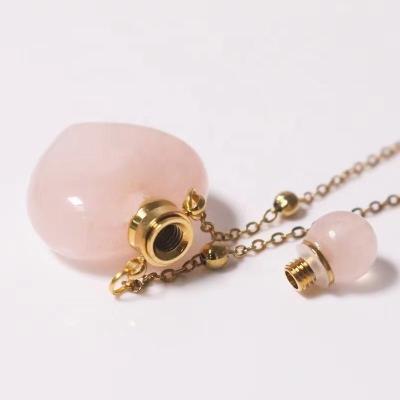 China Decoration Faceted Natural Labradotite Perfume Bottle Connector Gold Plating Gems Stones Essential Oil Pendant Necklace For Women for sale