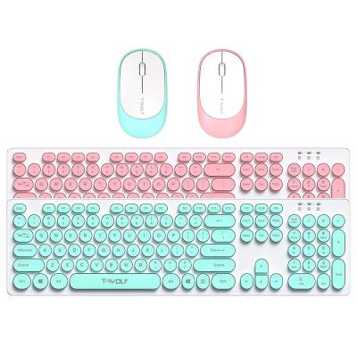 China TWOLF TF770 2.4GH Ultra Slim Wireless Keyboard Mouse Combo Ultra-thin Normal Keyboard Colorful USB Silent Mouse for Computer Laptop and for sale