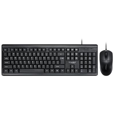 China Factory direct sale TWOLF waterproof wired keyboard and mouse combo for business office basic computer desk for sale