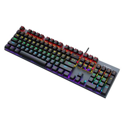 China Multimedia Keys T17 USB Mechanical Keyboard Wired Keyboard RGB Rainbow Light For Gaming Computer 104keys Multimedia Ergonomic Hardware Keyboard for sale