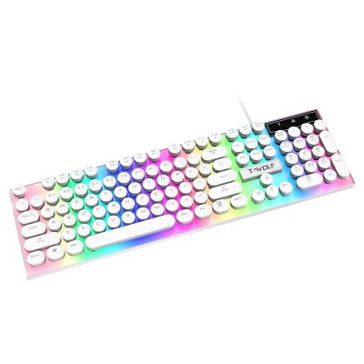 China Game Hot Sale TWOLF Gaming Keyboard Punk Style 104keys Rainbow Backlight USB Wired Keyboard English Spanish Keycap for sale