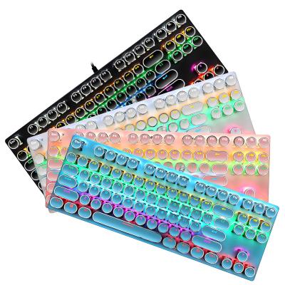 China New Punk Game Programming Mechanical Keyboard With Switches RGB Round 87Key Blue Backlit Keyboard for sale