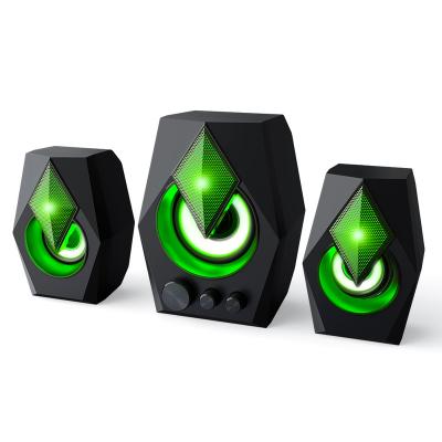 China New Designer S128 2.1 USB Yes Sound Computer Speakers RGB Multimedia LED Subwoofer Audio Light for sale