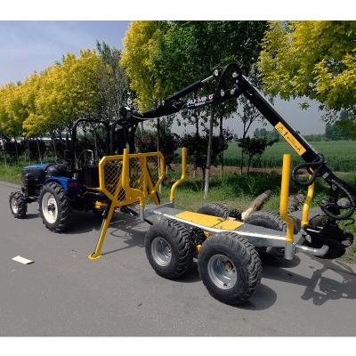 China High Quality Portable Split Log Trailer Timber Timber Forestry Machinery Grapple Log Trailer With Crane for sale