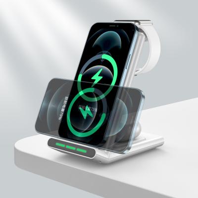 China Wirless QI Quick Charger Pad 3 in 1 Wireless Charging Dock for Apple Products 15W Foldable Fast Wireless Charging Dock for Multiple Devices iPhone Samsung for sale