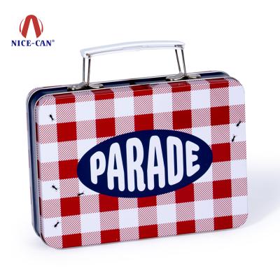 China Food Tin Lunch Box With Hinge Portable Rectangular Metal Tin Lunch Box Customized Box for sale