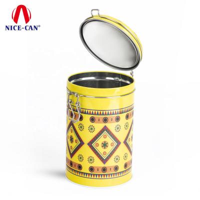 China Popular Custom Round Airtight Tin Box Custom Style Food Style Tin Box Nice-can Double Lid Coffee Tin for sale