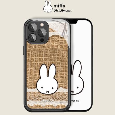 China X MIPOW Water Resistant Miffy Phone Case For iPhone 12 13 Pro Max Geometric Patterns Luxury Glass Case 13 Pro Case For Retro Design 13 Gift for sale