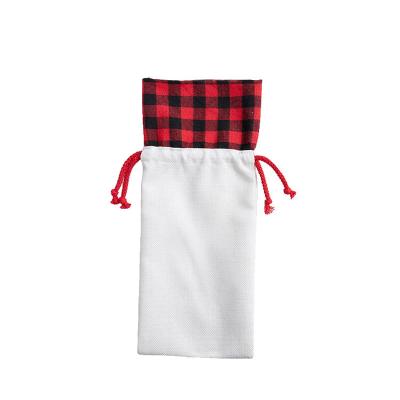 China Sublimation Waterproof Custom Blank Canvas With Plaid Wine Bag Bottle Bags for sale