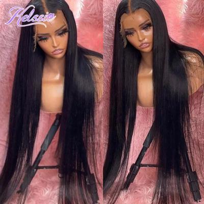 China Silky Straight Transparent 13x6 Lace Frontal Wig 40 Inches Pre Plucked Baby Hair, HD Wig Full Lace Wig Natural Human Hair Front Lace Wig for sale