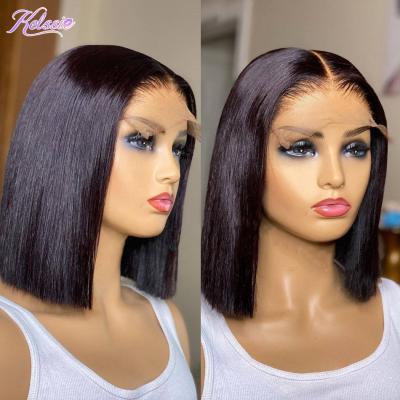 China 2x6 Bob Wig, 16 Inch Cheap Transparent Cambodian Silky Straight Wave Full Lace 5x5 Base Bob Wig, Full Hd Peruvian Glueless Lace Frontal Wig for sale