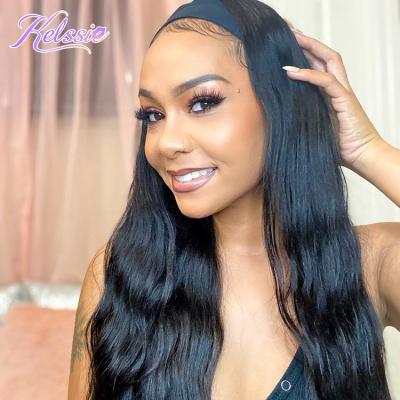 China Wholesale Swiss Lace Wig 30 Inch Kinky Straight Headband Wig, Headband Curly Wig, Pre Plucked Transparent Full Lace Wig for sale