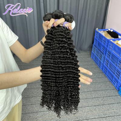 China Bundle 100%, Free Sample Natural Double Weft Hair Extension, Deep Wave 12a Double Drawn Deep Wave Hair Weft Hair Extension for sale