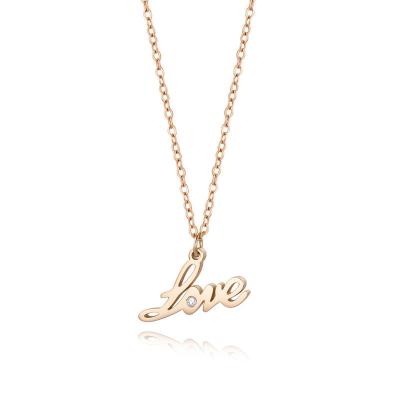 China New FASHIONABLE love simple diamond necklace creative letter rose gold stainless steel necklace manufacturer wholesale for sale