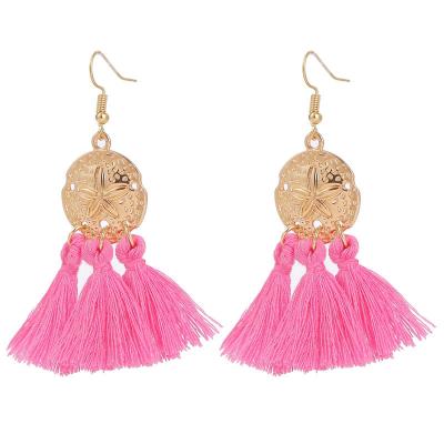 China FASHIONABLE exaggerated geometric earrings metal flower of European and American personality long tassel fashion retro women's earrings for sale