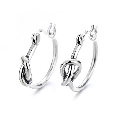 China Yunchaoxuan S925 Sterling Silver Small Central Institute of Statistics Fresh Wind Knot Big Circle FASHIONABLE Fresh Simple Earrings Essential Earrings For Trendsetters for sale