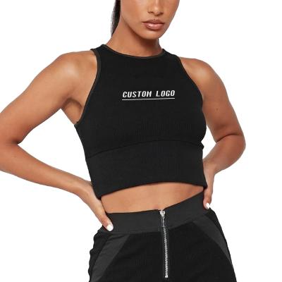 China Anti-wrinkle fashionable woman hot crop tops high elastic ribbed fabric track tops for women 2021 for sale