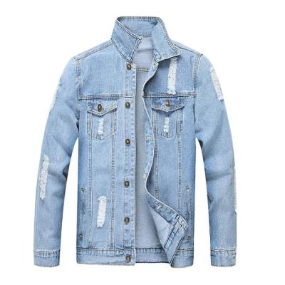 China OEM Viable High Quality Brand Logo Classic Wash Custom Factory Wholesale Man Ripped Slim Denim Jackets for sale