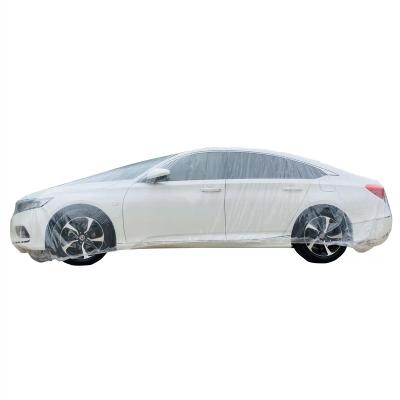 China Moisture-proof Transparent Universal Self-Washing Plastic Car Cover With Elastic Band Cheap Disposable Car Cover for sale