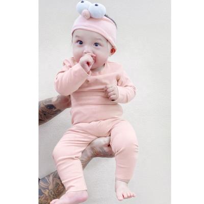 China High Quality Indoor Solid Color Cotton Baby Two Piece Sleepwear Customized Supplier Sale Girls Casual for sale