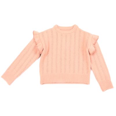 China Kids Girls Crew Neck Sweater Solid Color Girls Breathable Casual Knitted Sweater for sale