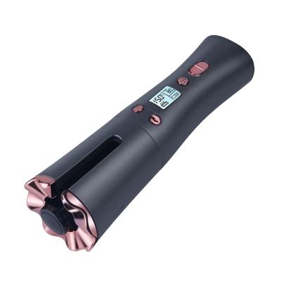 China Plastic Wireless Automatic Display Battery Temperature LCD Hair Curling Iron Hair Curler Automatic Rotation for sale