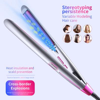 China Outdoor Professional Ceramic Tourmaline Hair Straightener Infrared Ionic Flat Iron Hair Curls With Adjustable Temp for sale